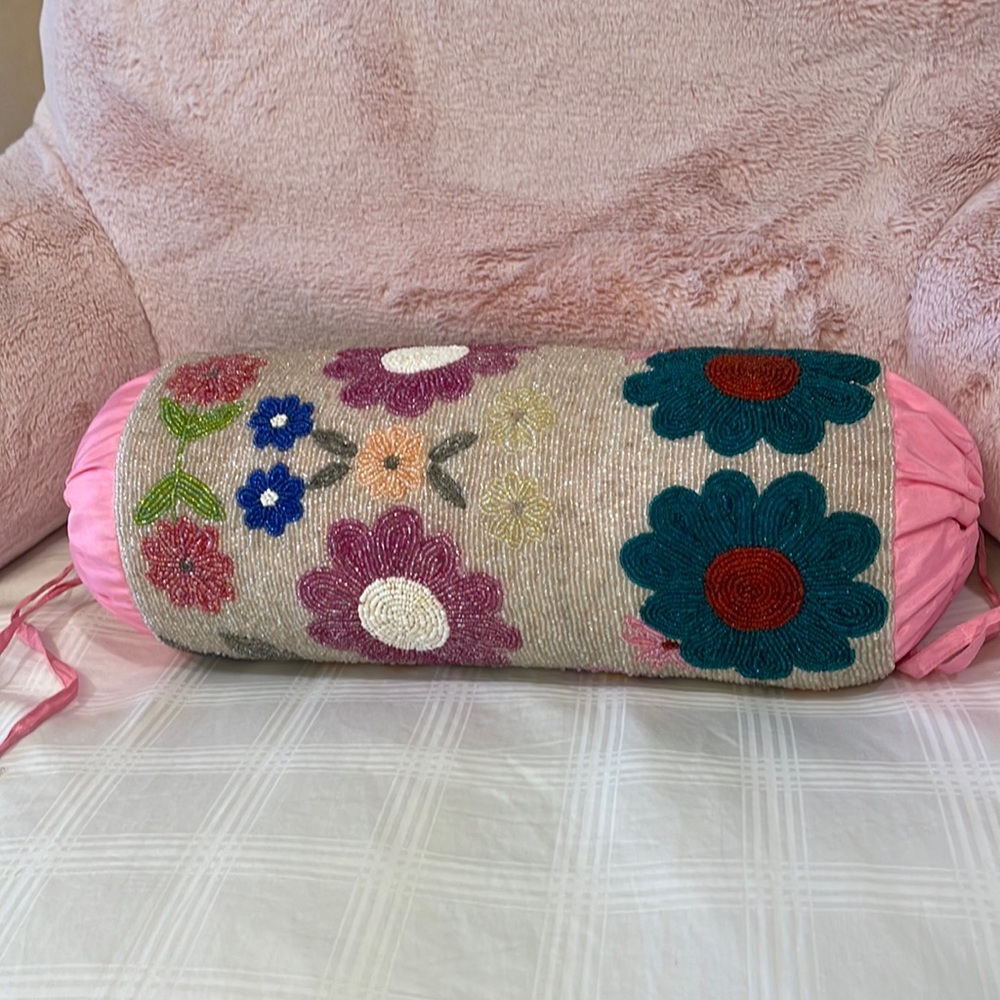 Beautiful beaded decorative pillow